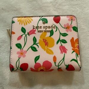 Kate Spade New York Madison Strawberry Garden Small Zip Around Bifold Wallet